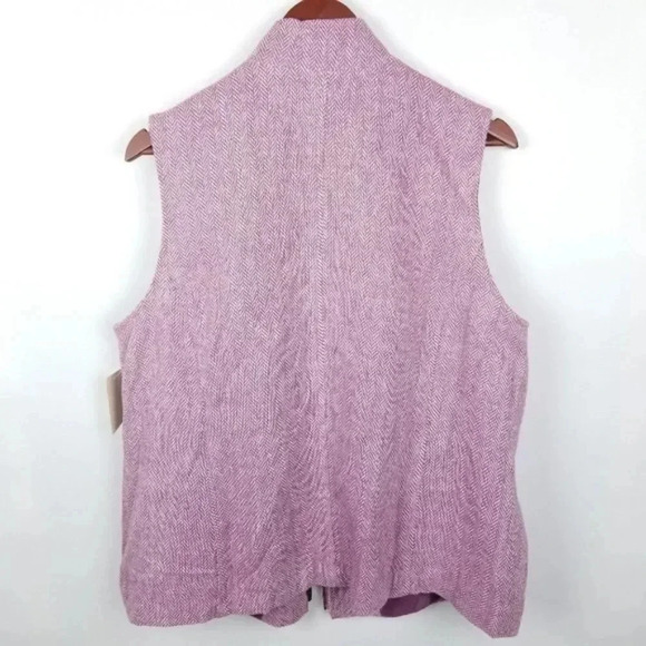 Coldwater Creek Herringbone Vest wool blend size 14 zip front - Picture 4 of 10